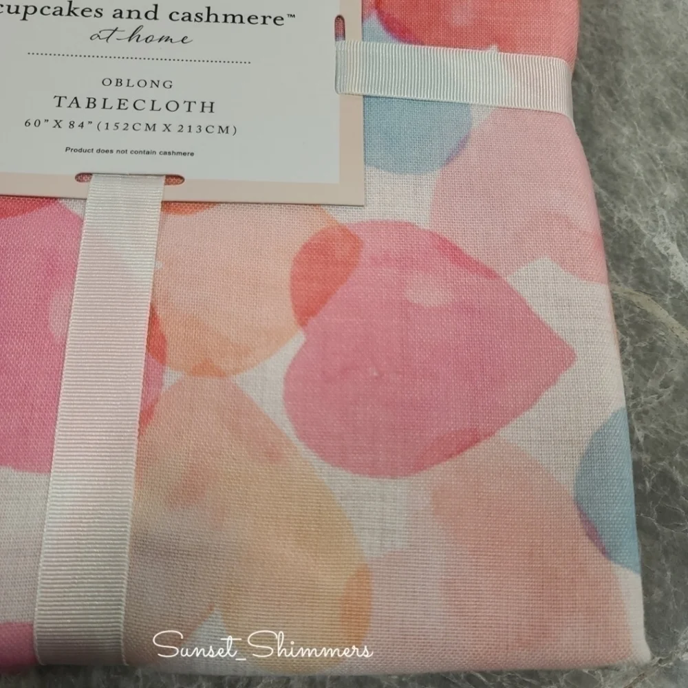 Cupcakes & cashmere watercolor valentines hearts fabric tablecloth 60x84 oblong